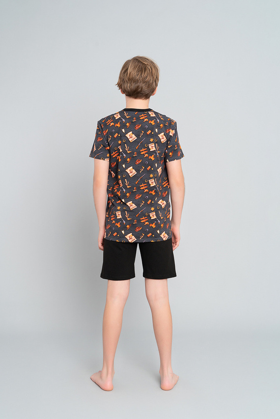 Pigiama Western Boys a maniche corte, pantaloni Italian Fashion- grafite/nero