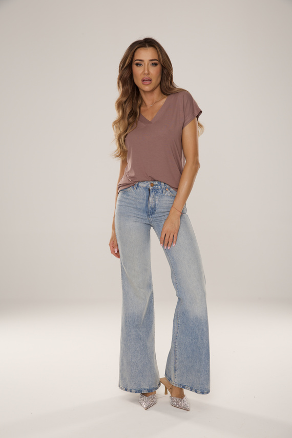 774 Vendy Camicetta da donna De Lafense - viscosa, manica corta - mocca