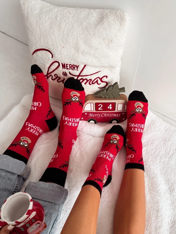 Calze donna Milena 1283-050 Natalizie con renne rosse in cotone