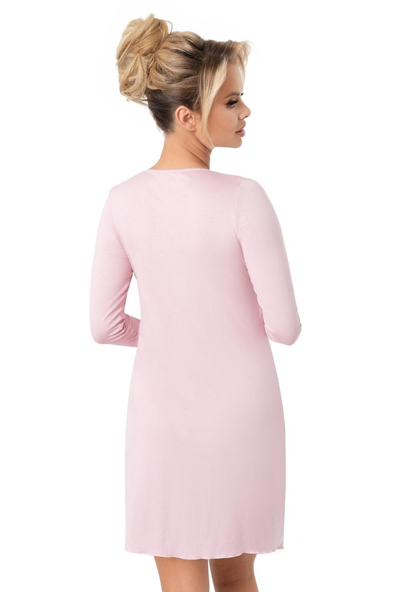 Camicia da notte Donna Margo rosa cipria - viscosa, pizzo, manica 3/4, lunghezza prima del ginocchio