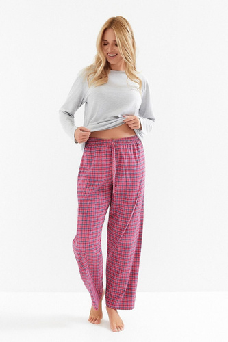 Pigiama donna Taro Madlen 3512 - cotone, manica lunga, pantaloni a quadri