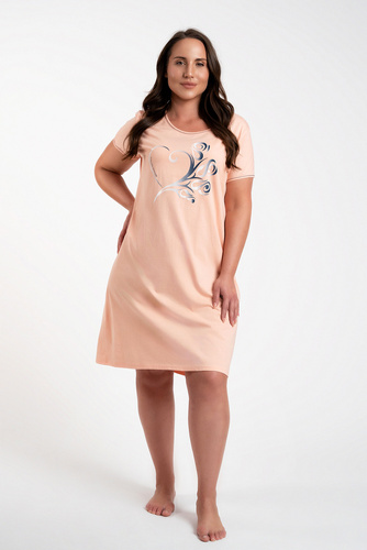 Camicia da notte a maniche corte Arietta Moda Italiana - salmone