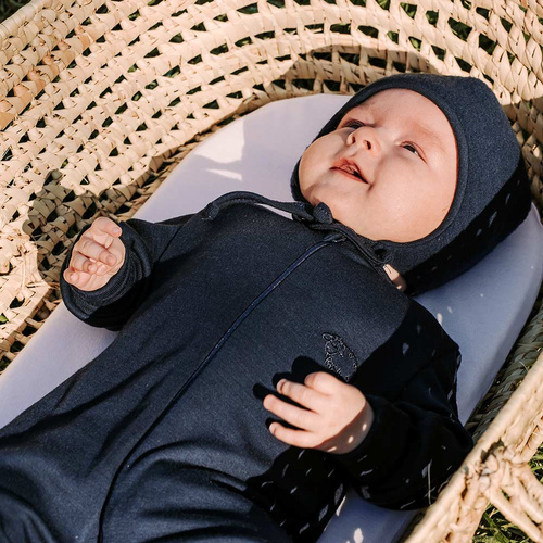 Pagliaccetto Merino Eevi - blu navy, 100% lana merino, zip reversibile