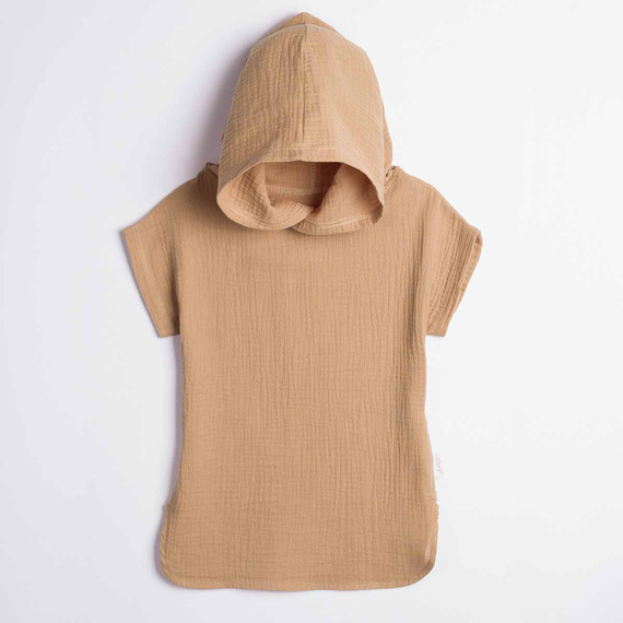 Poncho bambini Nicol 224393 mussola 100% cotone con cappuccio color caramello