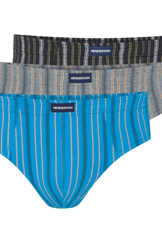 1446 K690 Slip Henderson uomo grigio-turchese-nero-cotone, 3 pezzi per scatola