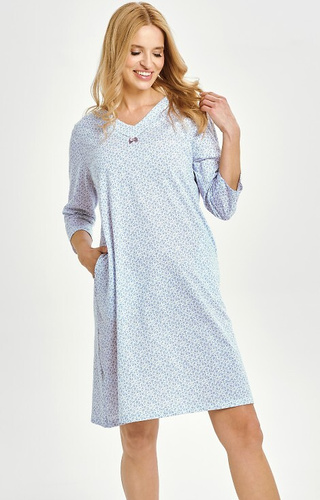 3449 Debora Camicia donna Taro - 100% cotone, manica lunga, tasche, scollatura con bottoni