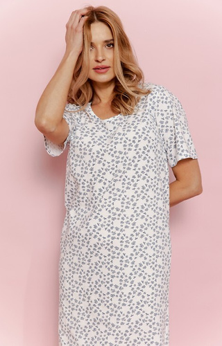 3419 Camicia da notte Demi Taro-cotone, floreale, manica corta