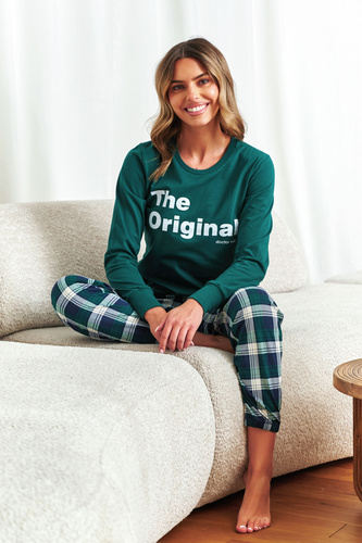 7340 Doctor Nap - Pigiama da donna "The Original" | 100% cotone, produzione polacca - smeraldo
