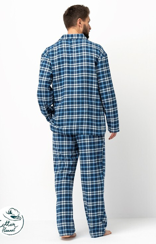 MNS 492 Pigiama da uomo Key jeans - flanella a quadri, cotone