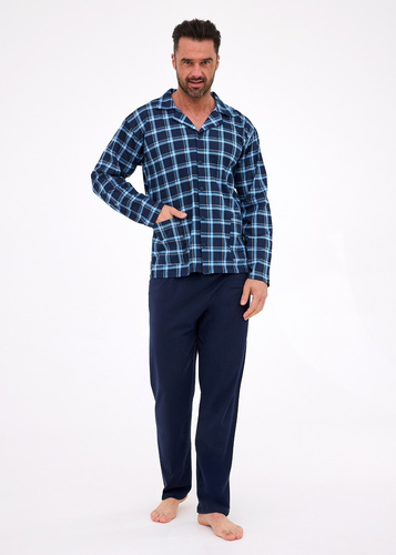 114/81 Pigiama da uomo Cornette | Aperto sul davanti, 100% cotone, collo e tasche