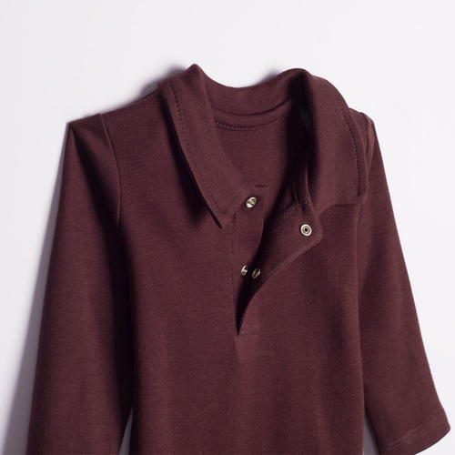 227099 Nicol BENEK Body polo 100% cotone marrone scuro manica lunga