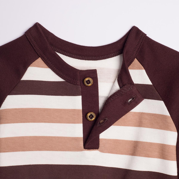 227139 Nicol BENEK Maglia raglan henley bambino a righe manica lunga