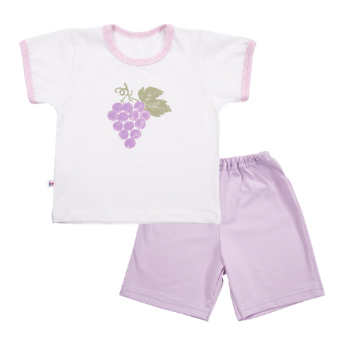 Pigiama per bambini Sweet and Sleepy Eevi a maniche corte e pantaloncini in cotone viola