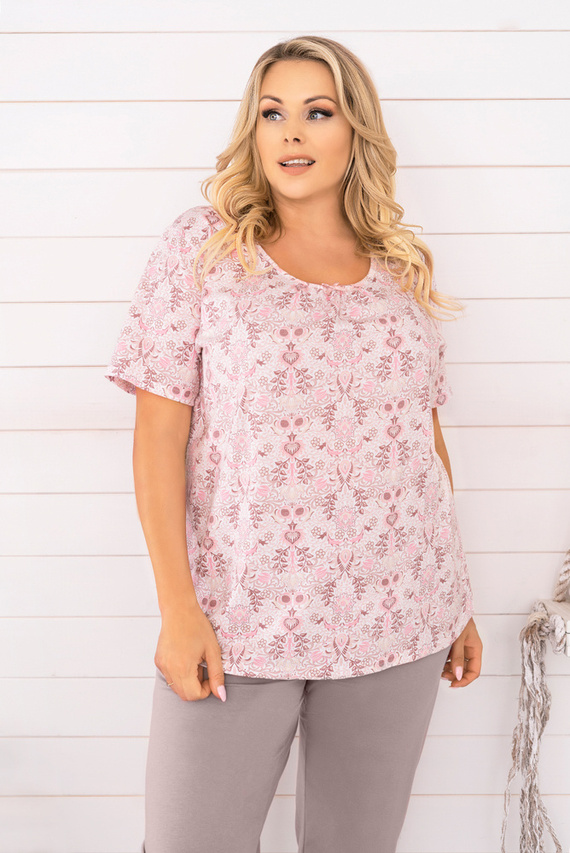 Kalmia Pigiama da donna manica corta, pantaloni 3/4 Stampa italiana