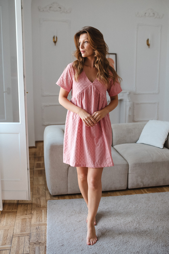 Flower Power Milk & Love Camicia da Notte Premaman e per Allattamento Boho Rosa Antico