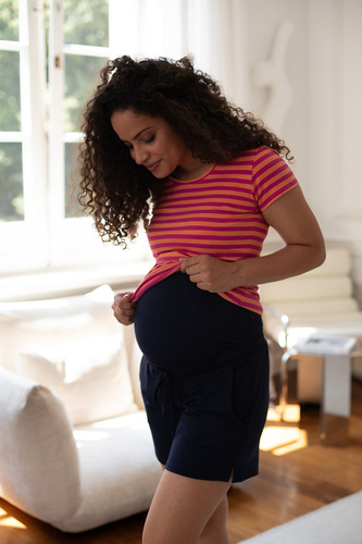 Milk&Love pantaloncini premaman corti in viscosa blu navy per l'estate
