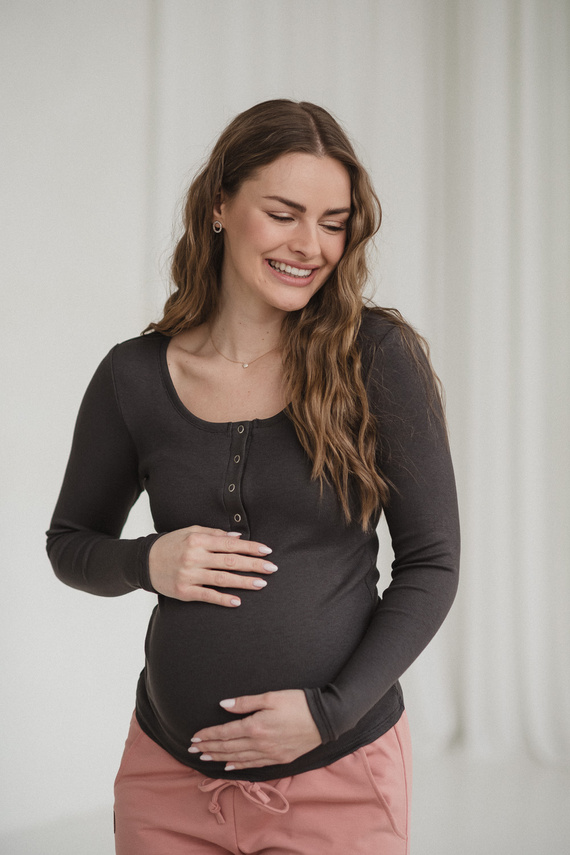 Tummy Milk&Love maglia premaman e allattamento in viscosa graphite