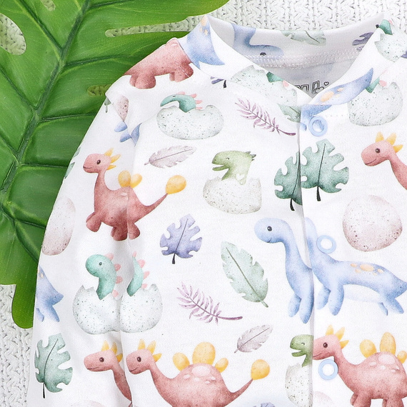 ABN-5567 Pigiama per bambino Dino Explorer Nini in cotone biologico, chiusura con bottoni a pressione