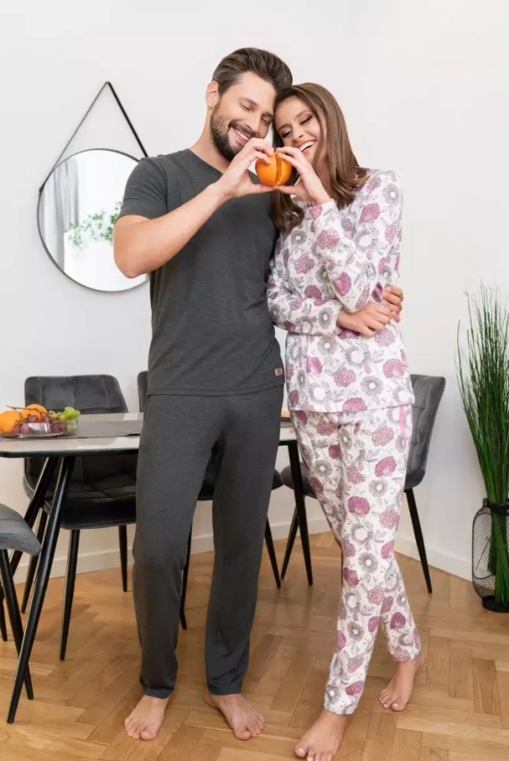 Pigiama da donna a maniche lunghe, pantaloni Lobelia Italian Fashion -