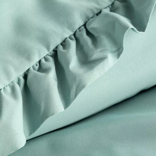 Biancheria da letto in microfibra Eurofirany MI con volant, morbida, con cerniera, verde