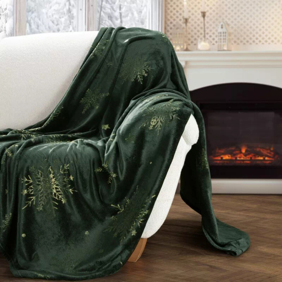 Coperta natalizia Eurofirany verde - morbido copriletto in microfibra, 240 g/m²