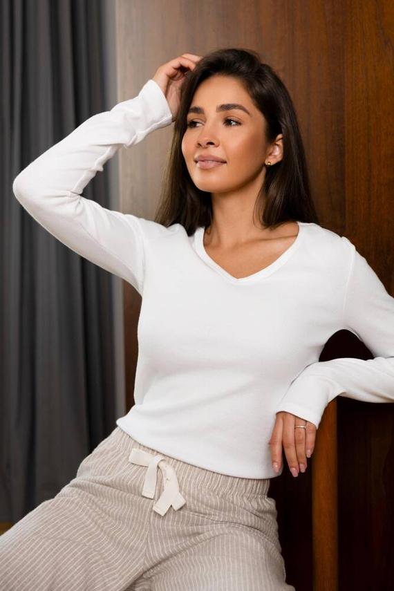 Dinah Pigiama donna Sensis Flanella - crema-beige