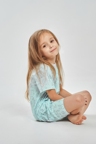 Camicia da notte bambina 3547 Arleta Taro 100% cotone turchese