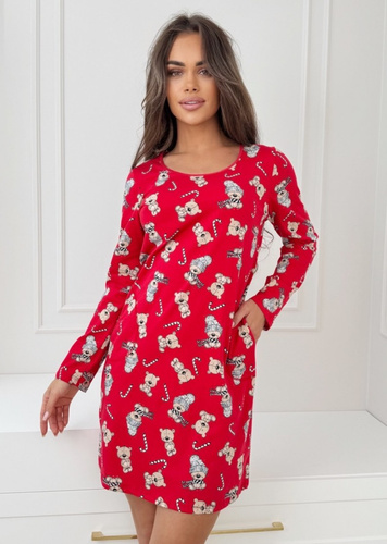 Bear Camicia da notte Donna - cotone, festosa, con tasche