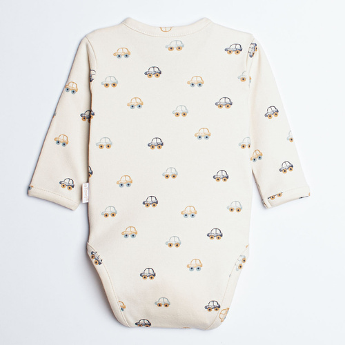 Body neonato Olo Nicol Autka 100% cotone manica lunga crema