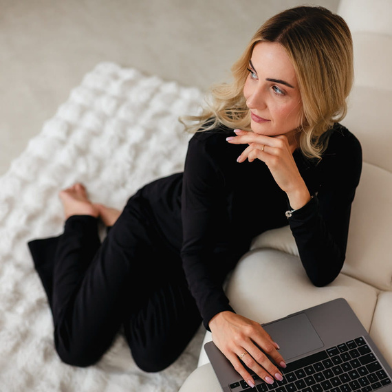 Eevi for Women Camicetta a maniche lunghe nera - Cotone + Modal, elegante, confortevole