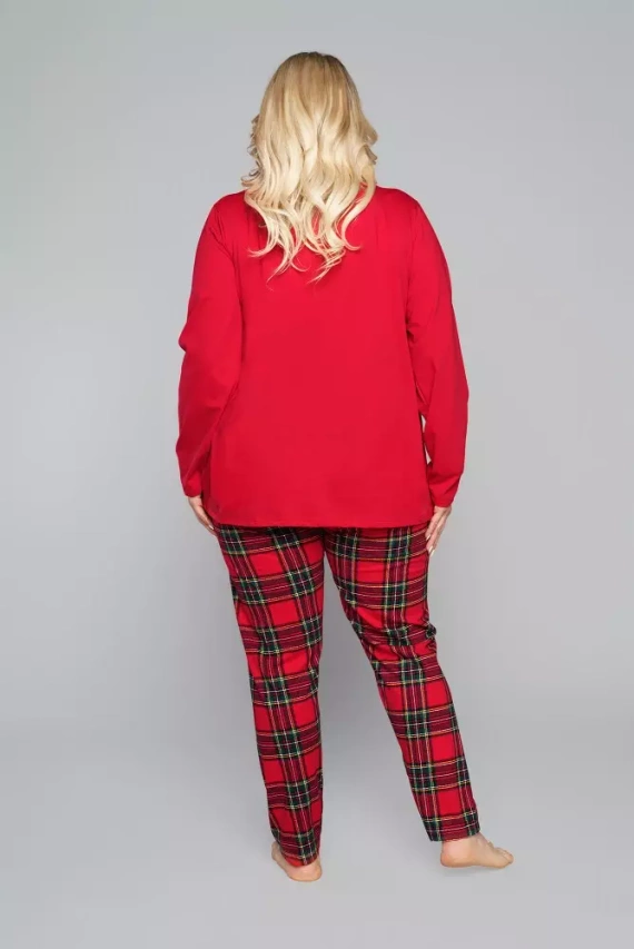 Pigiama da donna Zorza a maniche lunghe, pantaloni Moda Italiana - verde/stampa