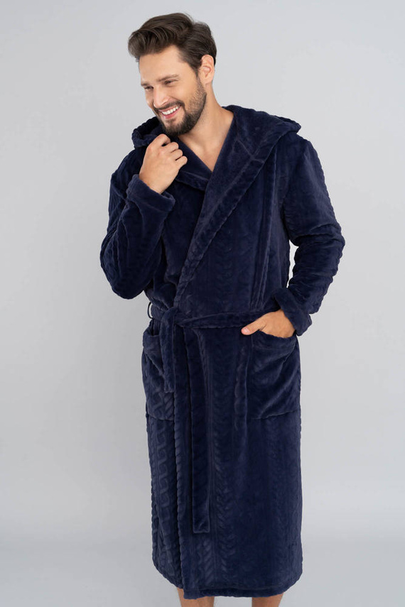 Zygmunt Accappatoio da uomo con cappuccio Moda italiana - blu navy