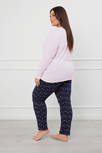 Libra Pigiama donna manica lunga e pantaloni Moda italiana - rosa/stampa