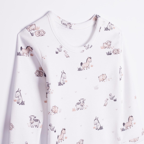 228095 Nicol FARMA Body neonato manica lunga cotone animali crema