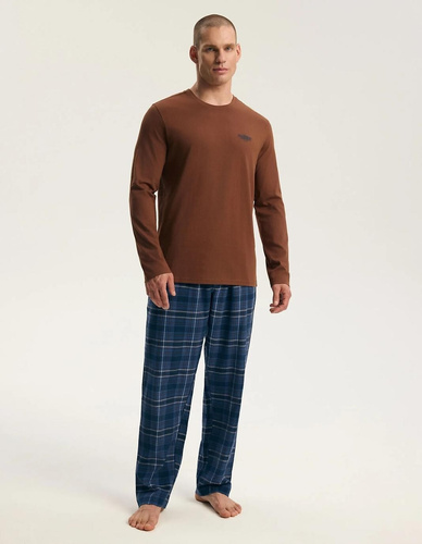 Pigiama Uomo Henderson 45451 Imago Marrone 100% Cotone Flanella Premium