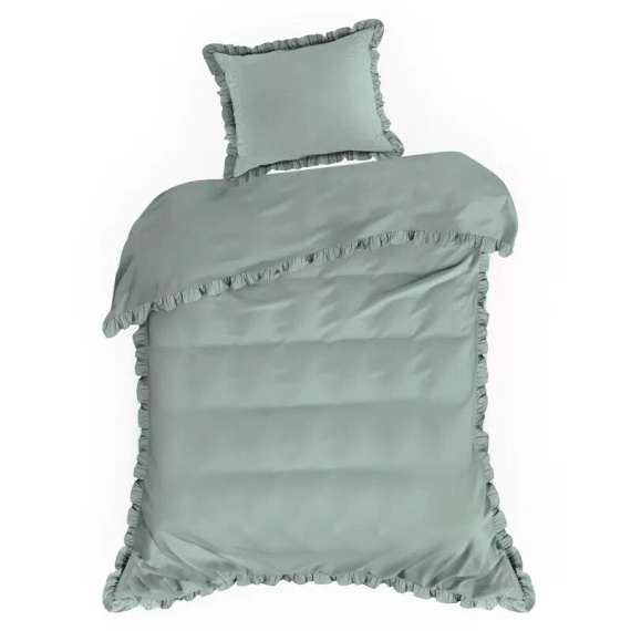 Biancheria da letto in cotone con volant Eurofirany 100% cotone con cerniera salvia