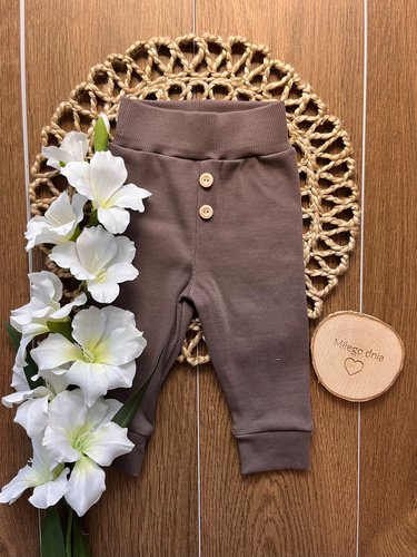 Leggings da bambino LC017 mus cioccolato in cotone a coste con bottoni