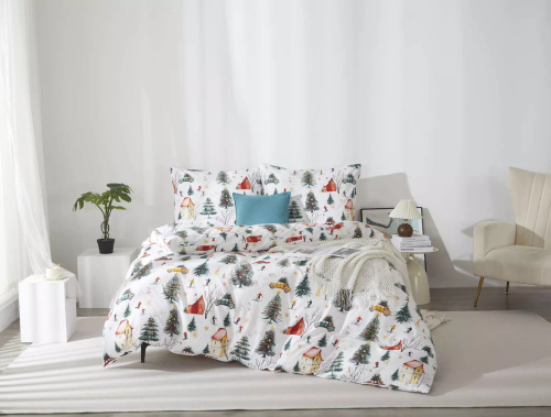 Xmass Skiing Christmas biancheria da letto in microsatin bianco I25 Spod Igły i Nitki - morbida, liscia e resistente