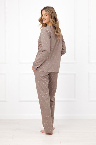 Pigiama donna Italian Fashion Madura in cotone, lunga, beige con cuoricini