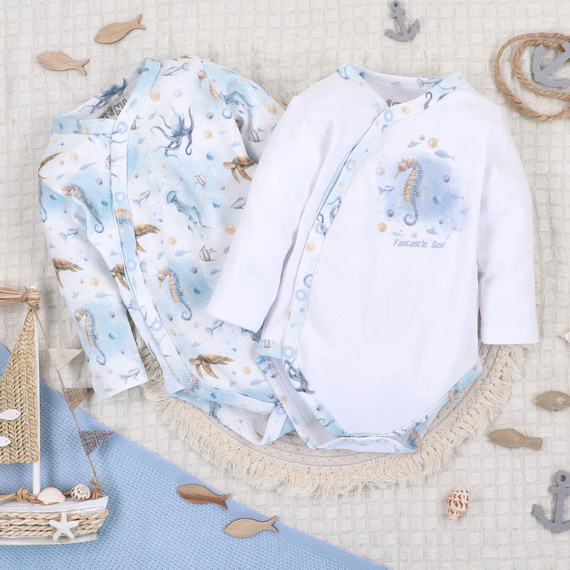 ABN-5441 Sea Of Joy Nini busta corpo blu - cotone organico, per neonati