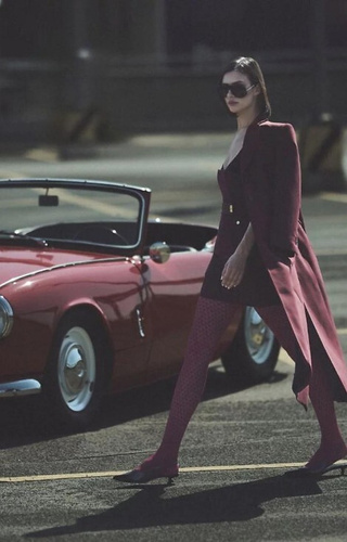 1233 Collant Cherie Gabriella 60 den bordeaux - motivo a cuore, 3D