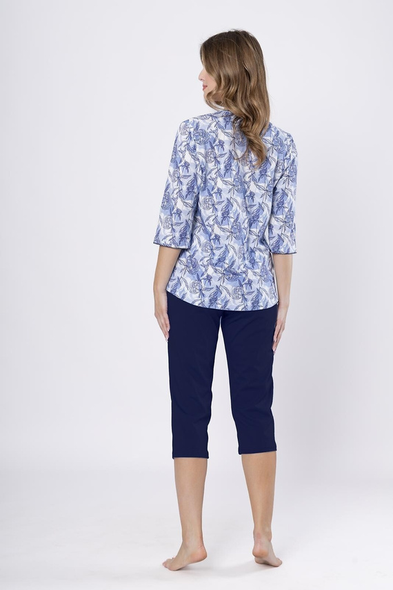 Pigiama donna Ewlin 1661 Leveza in denim-cotone, manica 3/4