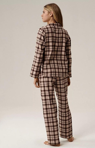 NLP-505 Pigiama da donna Atlantic marrone - flanella, con zip, a quadri, cotone