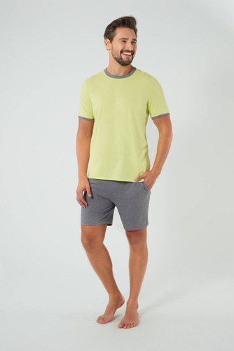 Nikodem Pigiama uomo a maniche corte, pantaloncini Moda italiana - verde lime