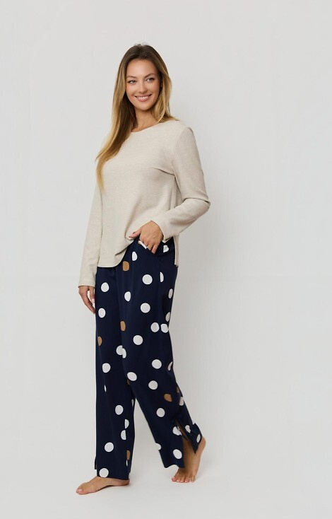 Oceane PW85 Pigiama donna Mefemi-viscosa, in pisello, con fiocchi