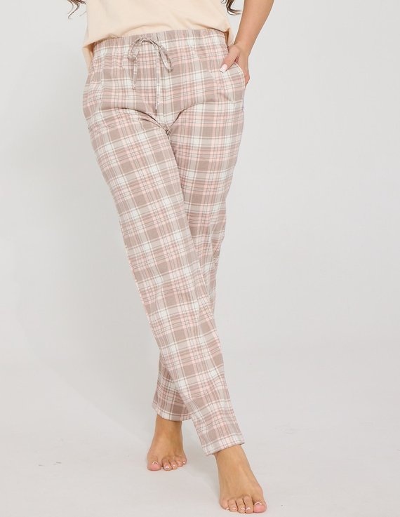 Pantaloni da pigiama donna Cornette 690/51 100% cotone fantasia a quadretti pastello