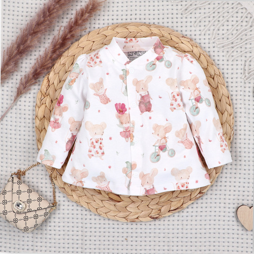 Nini Cardigan Neonato 100% Little Mouse Cotone Biologico – Made in Polonia