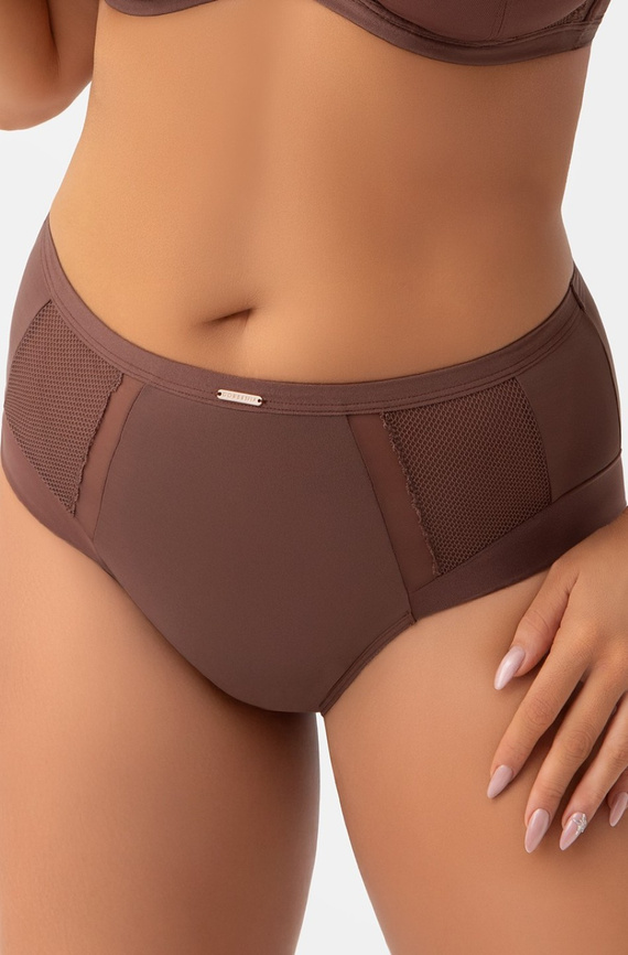 Slip da donna Gorsenia K442/1 Luisse cioccolato vita alta pizzo