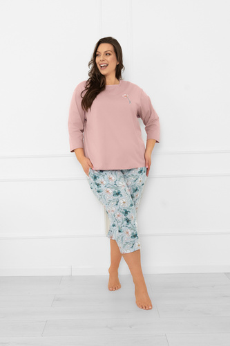 Pigiama donna Perlis - manica 3/4 e pantalone, cotone Italian Fashion