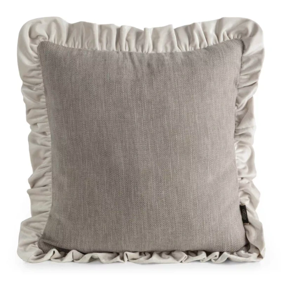 Eurofirany Elvara federa decorativa 45x45 in velluto con balza - beige